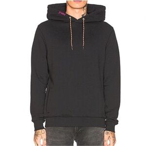 FRAME Men’s Embroidered Logo Sweatshirt Hoodie in Noir Slim M grunge streetwear